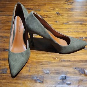 Olive Green Faux Suede High Heels